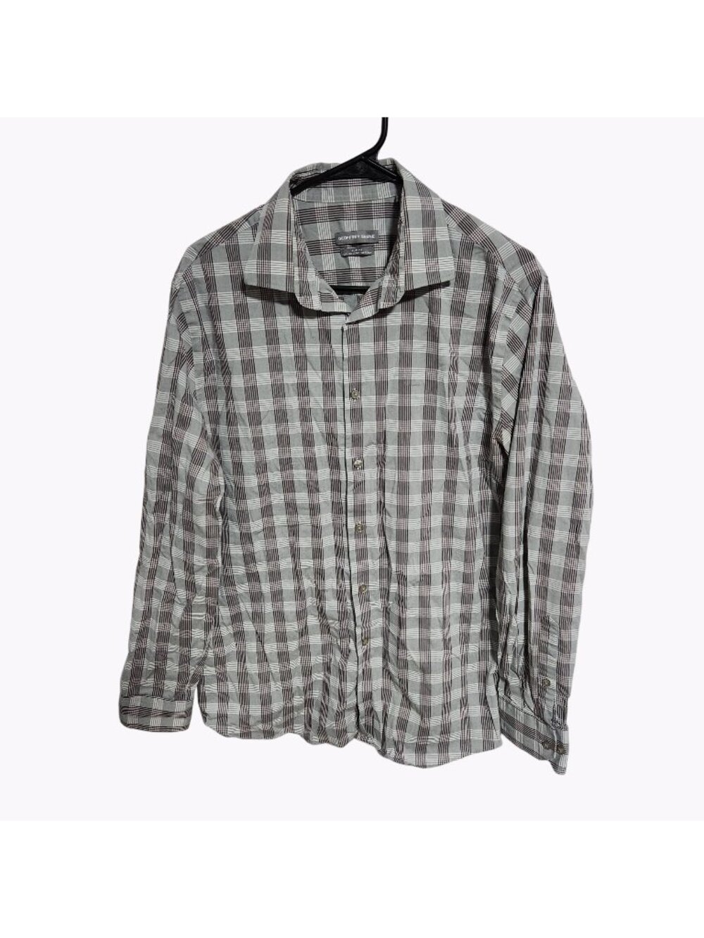 Geoffrey Beene Button Up Shirt Mens Size Large Plaid Long Sleeve Slim Fit